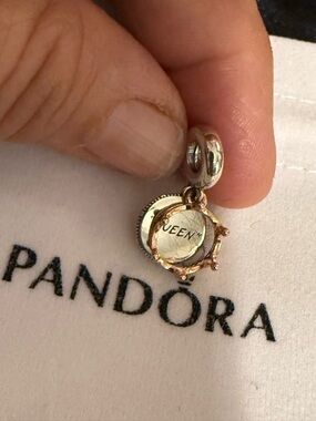 Pandora Queen Crown Charm in Silver and Rose Gold